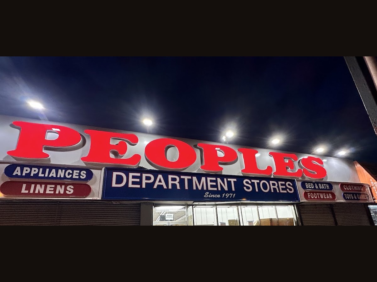 Appliances and linens signage at Peoples Department Store