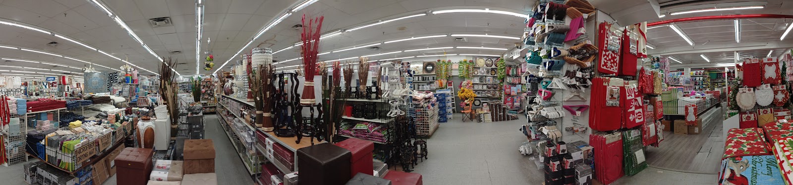 Home decor and housewares aisles inside Peoples Department Store on Ralph Avenue