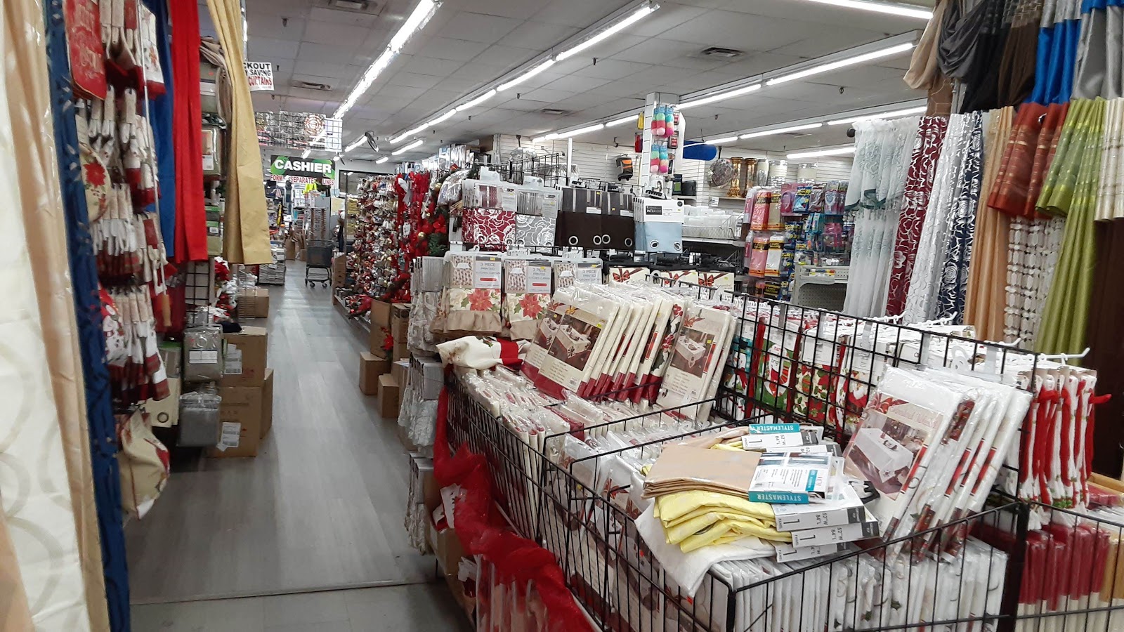 Curtain and shower curtain aisle at Peoples Department Store, Ralph Avenue, Brooklyn