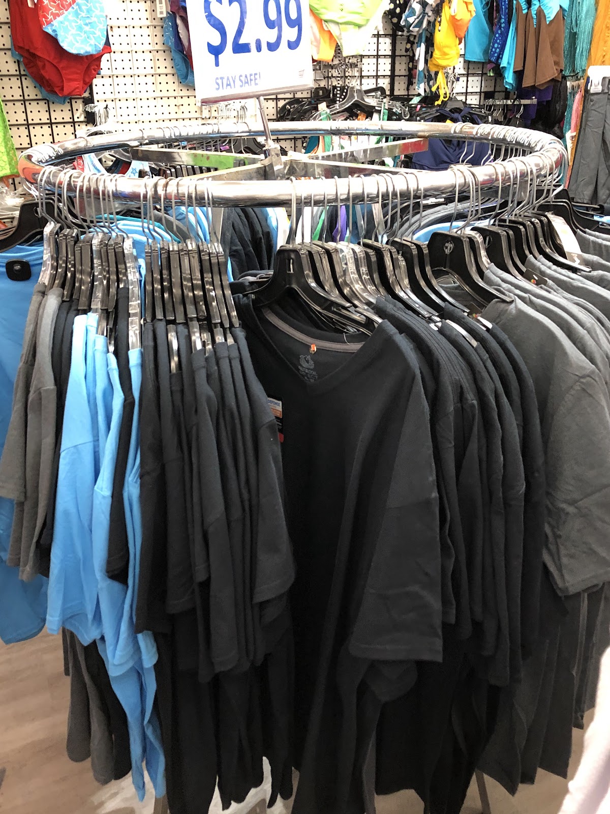 Clothing racks at Peoples Department Store